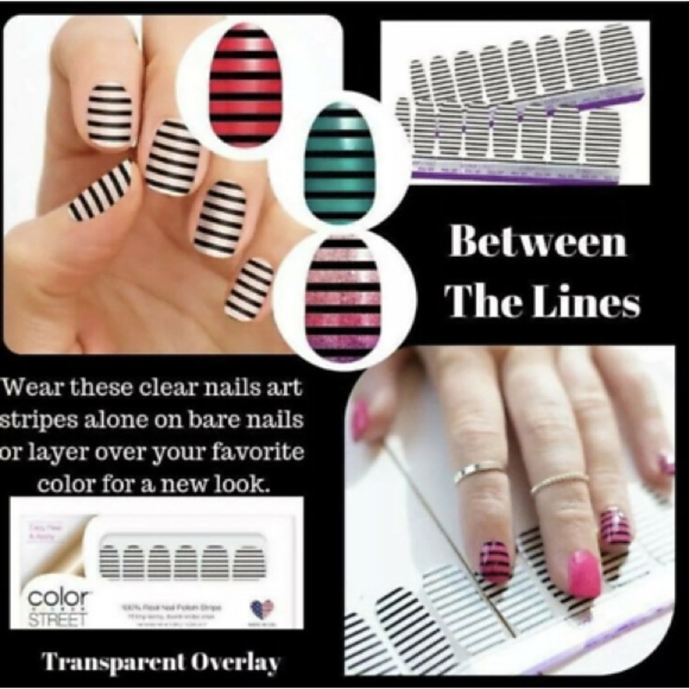 Color Street Nail Polish Strips - Between The Lines - Clear Nail Glitter Art